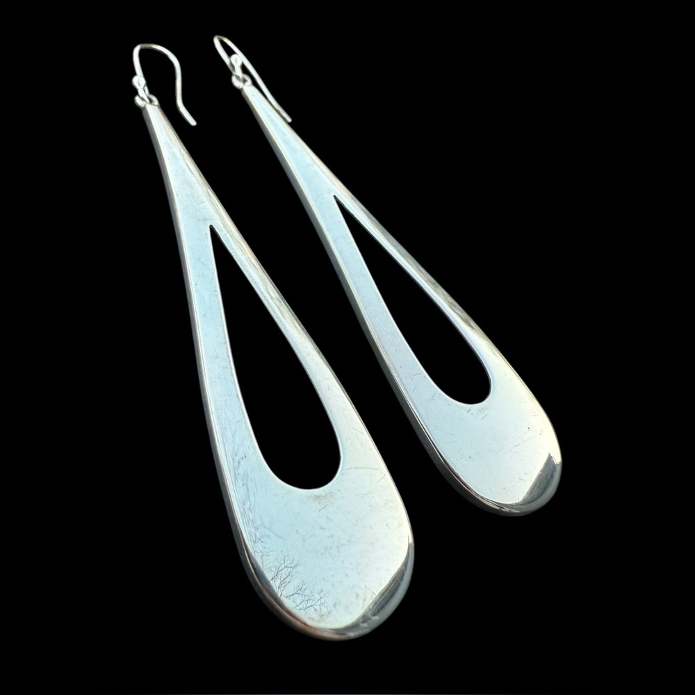 Robert Lee Morris RLM Sterling Over Bronze Modernist Drop Earrings Deco 3”
